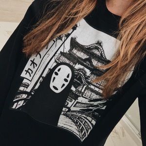 Spirited Away Anime No Name Black Sweatshirt